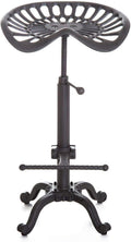 Industrial Bar Stool with Cast Iron Tractor Seat, Adjustable Counter Height Swivel Metal Stool Q897