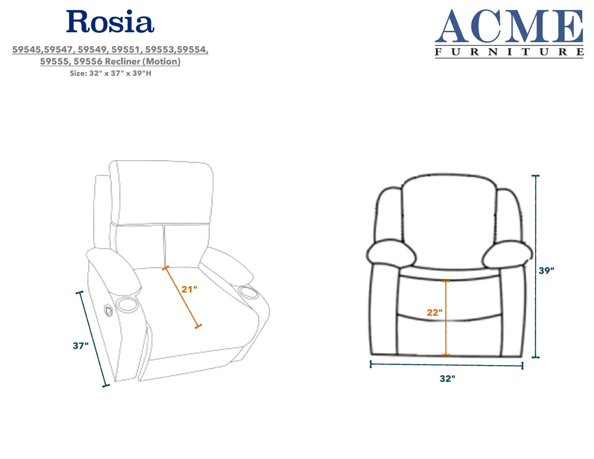 Blue Velvet Recliner D370767