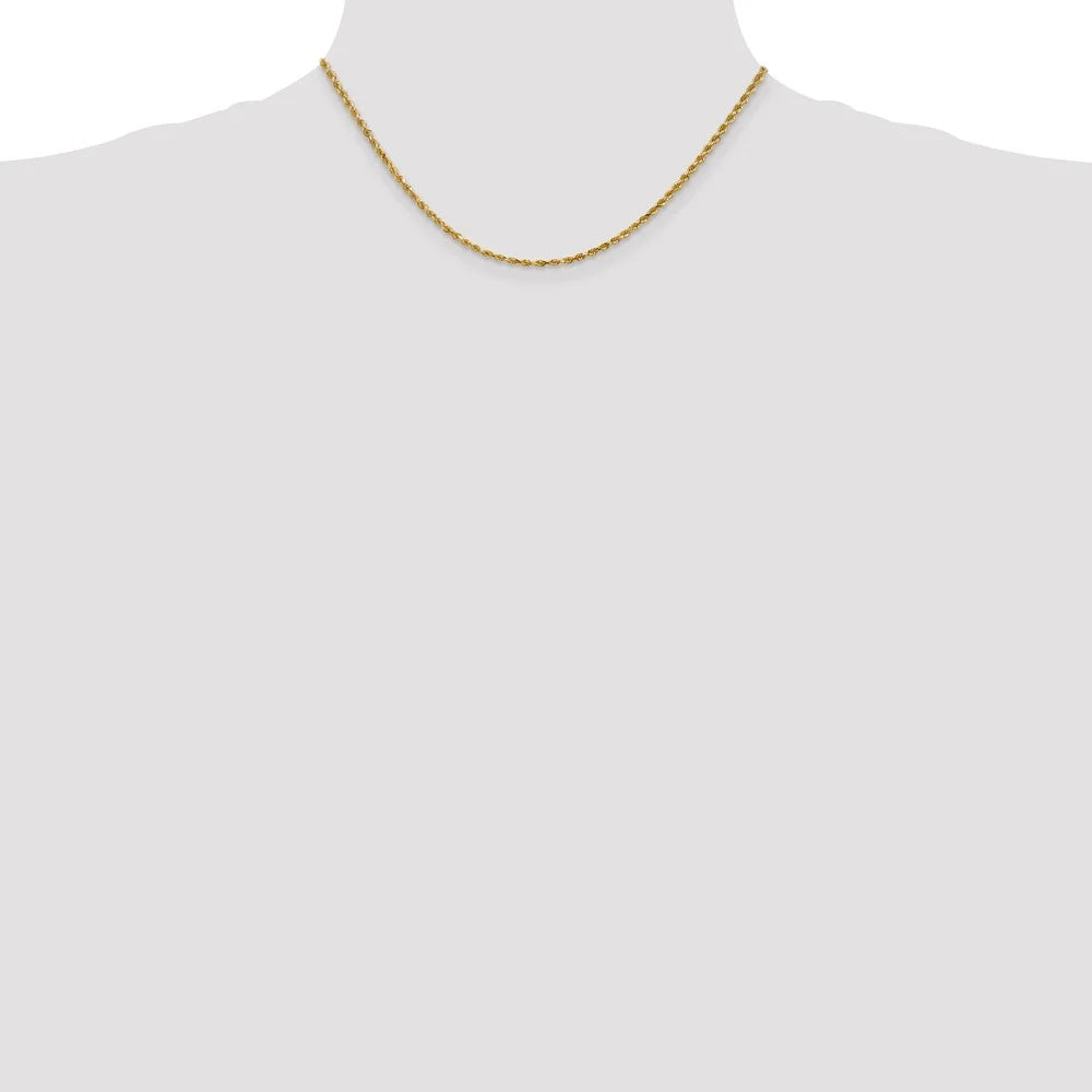 14kt Yellow Gold Diamond Cut Rope Chain with Lobster Clasp, 16 inch B2424