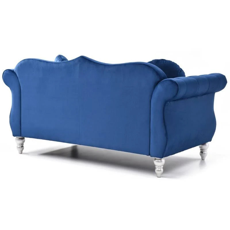 Navy Blue Velvet Loveseat M5768