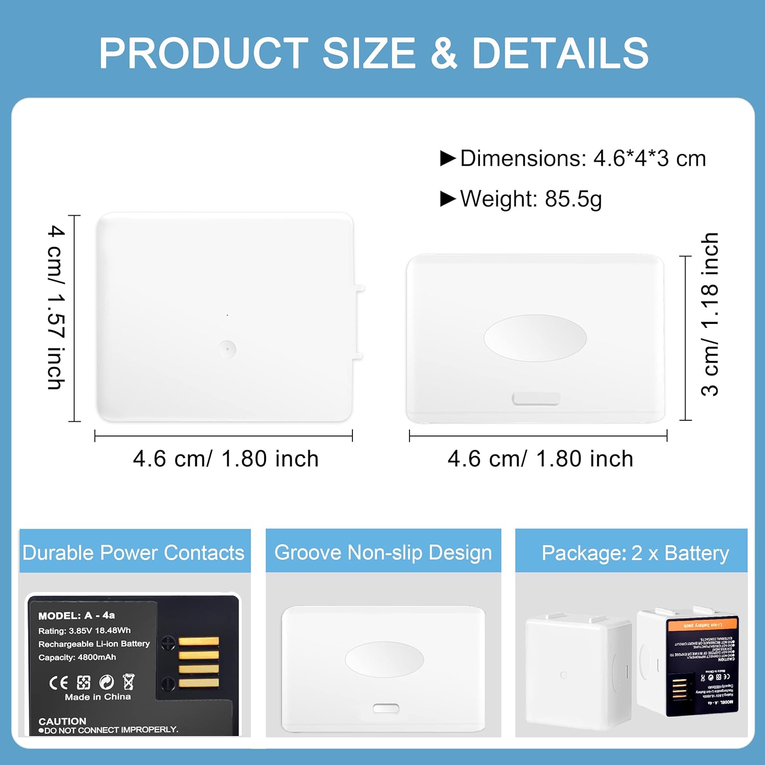 2-Pack Rechargeable Camera Battery 4800mAh 3.85V A695029