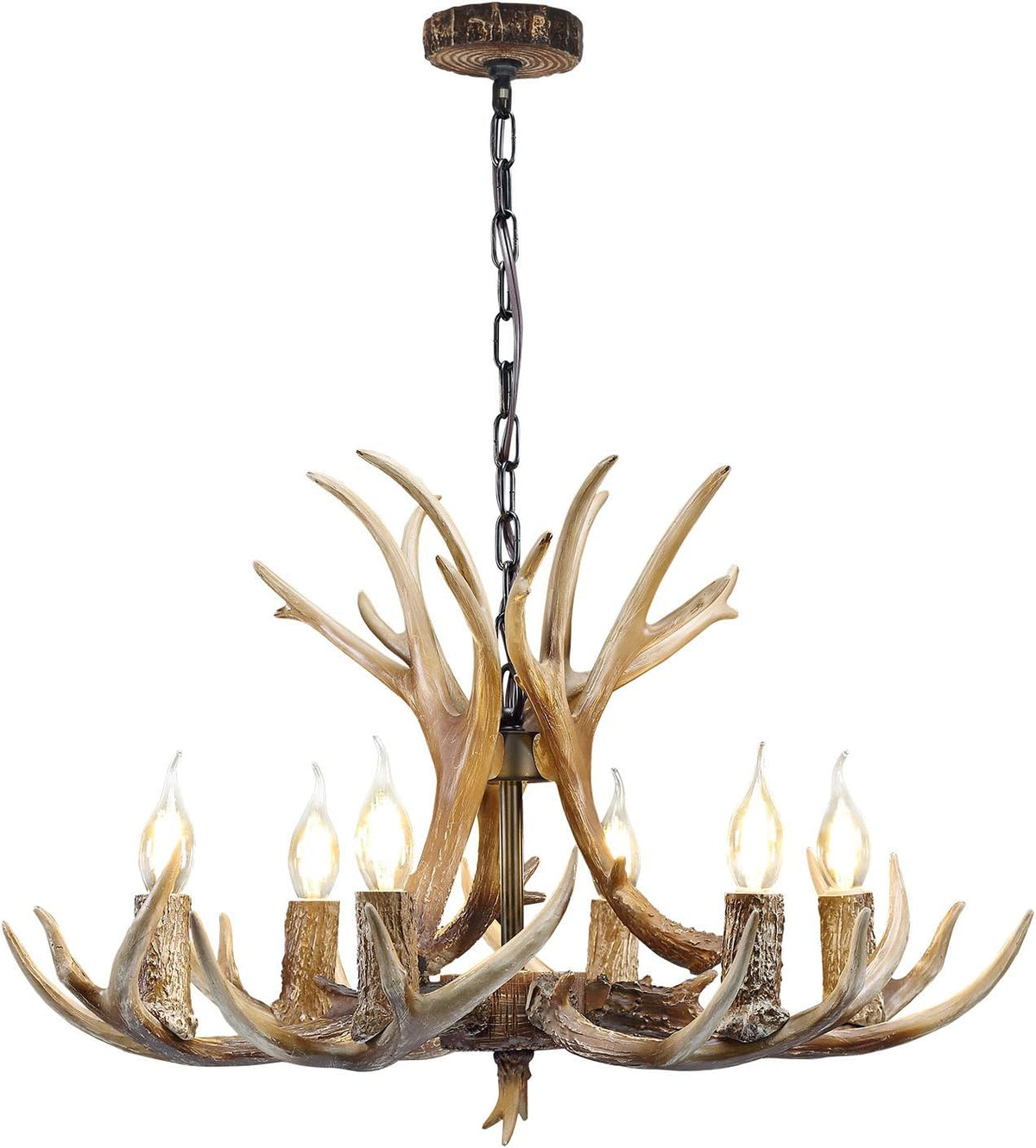6 Light Resin Deer Antler Chandelier B59757