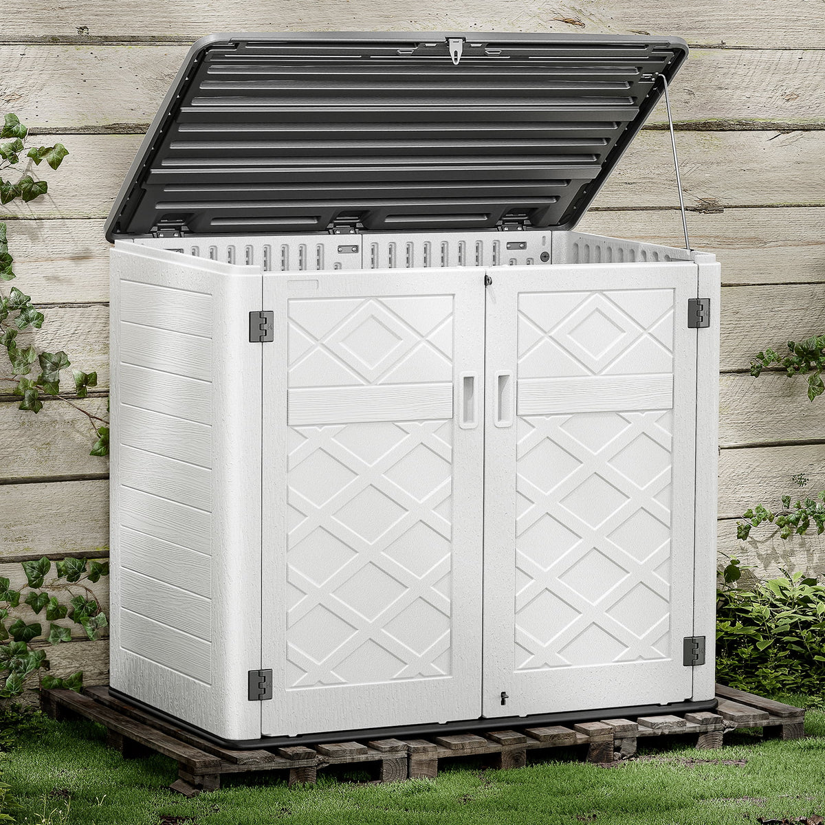 White Resin Outdoor Storage Shed, 38 Cu.ft V99977