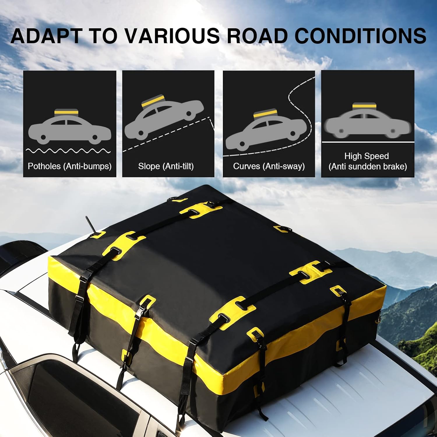 15 Cubic Feet Waterproof Rooftop Cargo Carrier with Anti-Slip Mat V597
