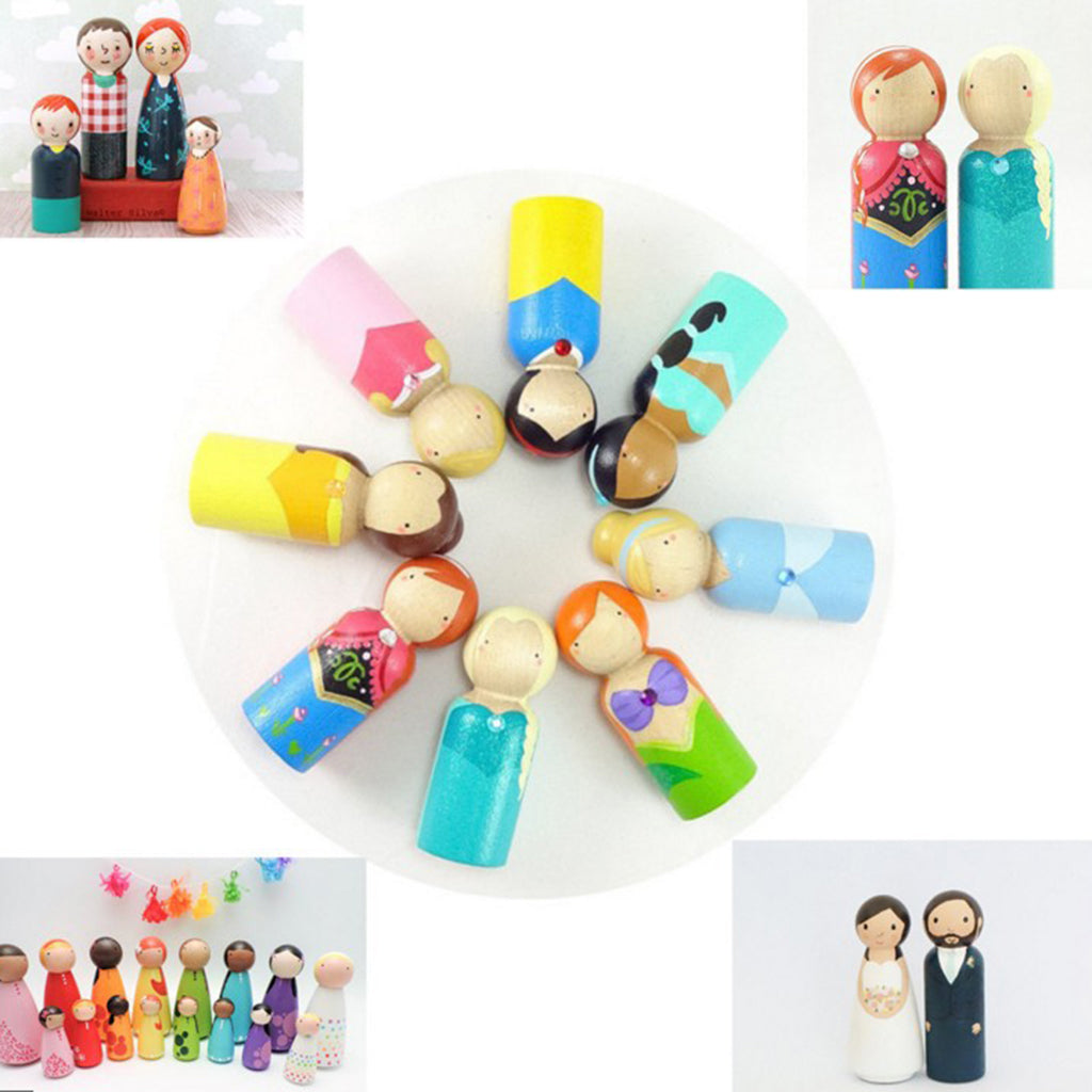 8 Wood Peg Dolls Wooden Figure Toy P142