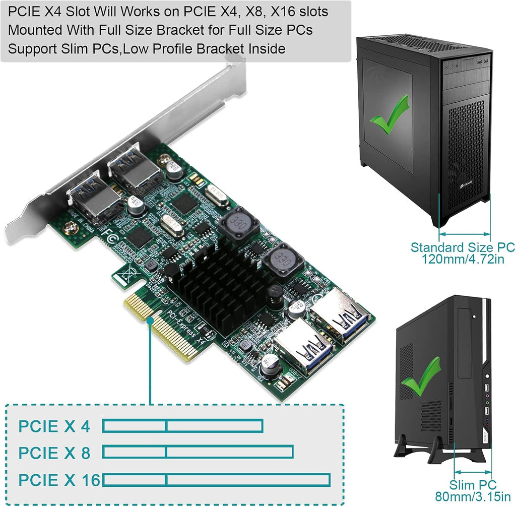 4 Port PCIe USB 3.0 Card Adapter, Pack of 2 P468