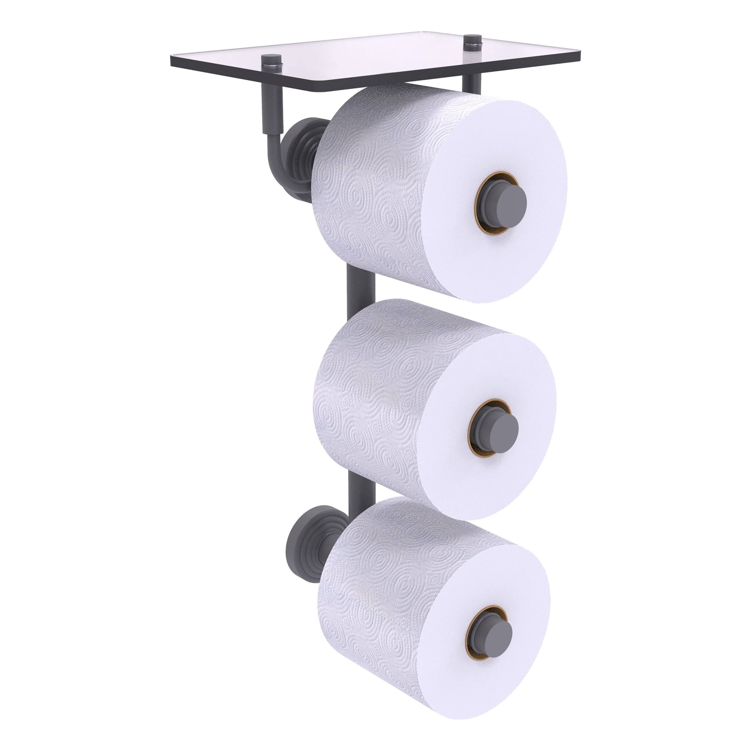 Matte Gray Wall Mount Toilet Paper Holder with Glass Shelf T968340