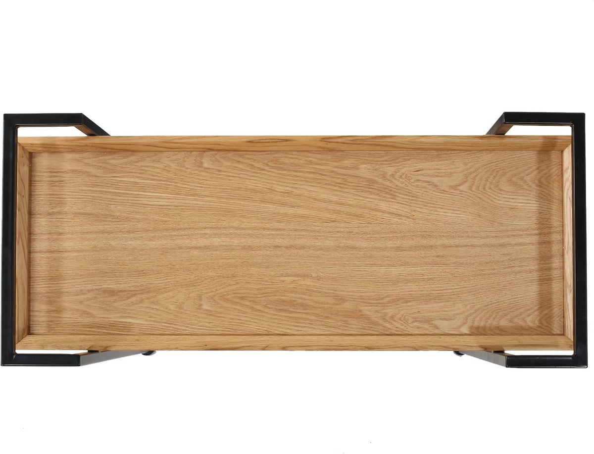 Natural Finish Black Wooden Bar Cart Y360613