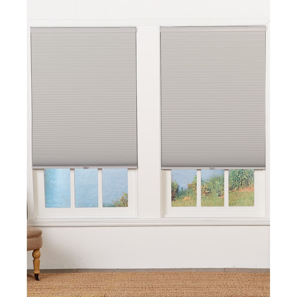 Grey/White Cordless Blackout Cellular Shade 59 x 64 O2436
