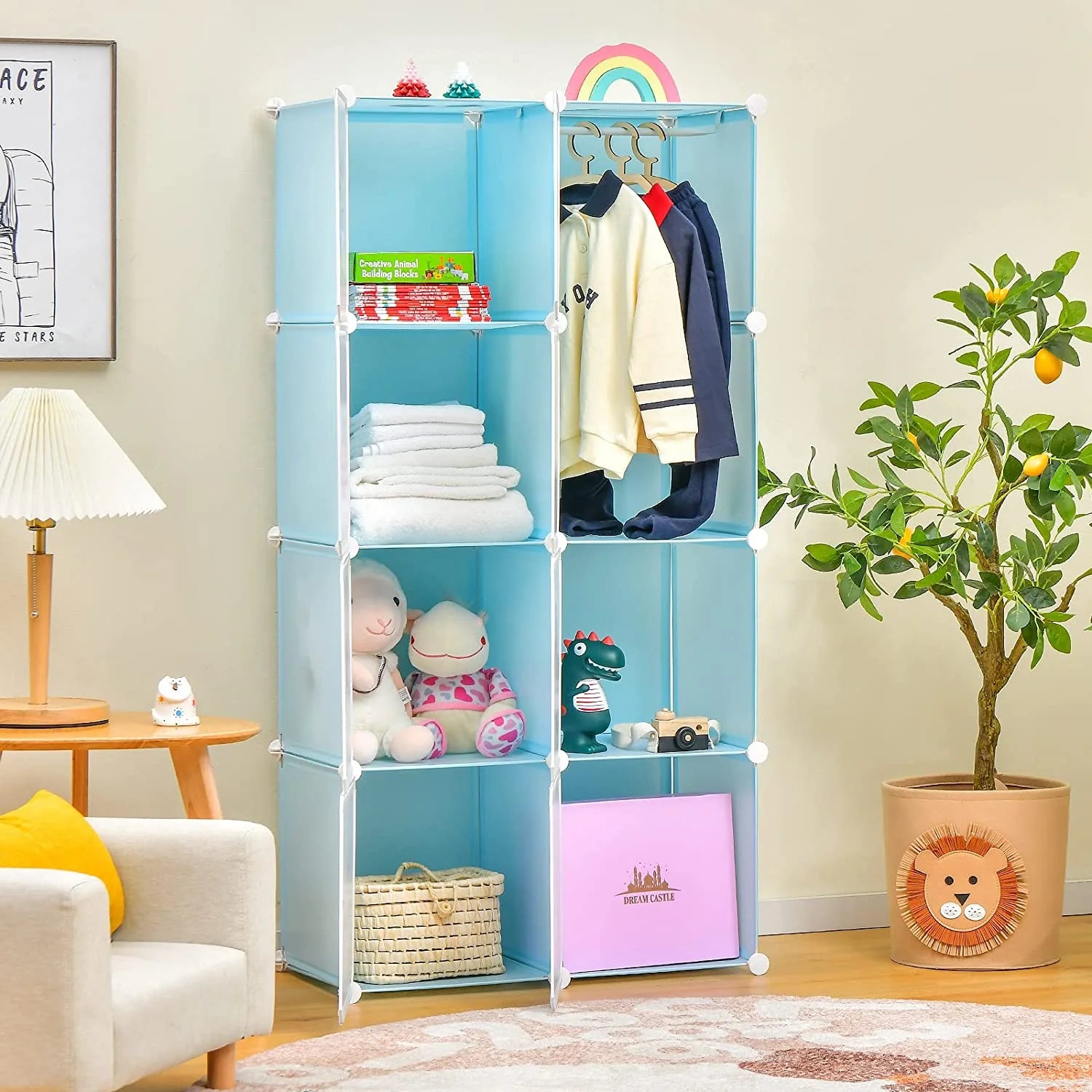 8 Cube Children Wardrobe with Doors and 2 Hanging Sections B17794