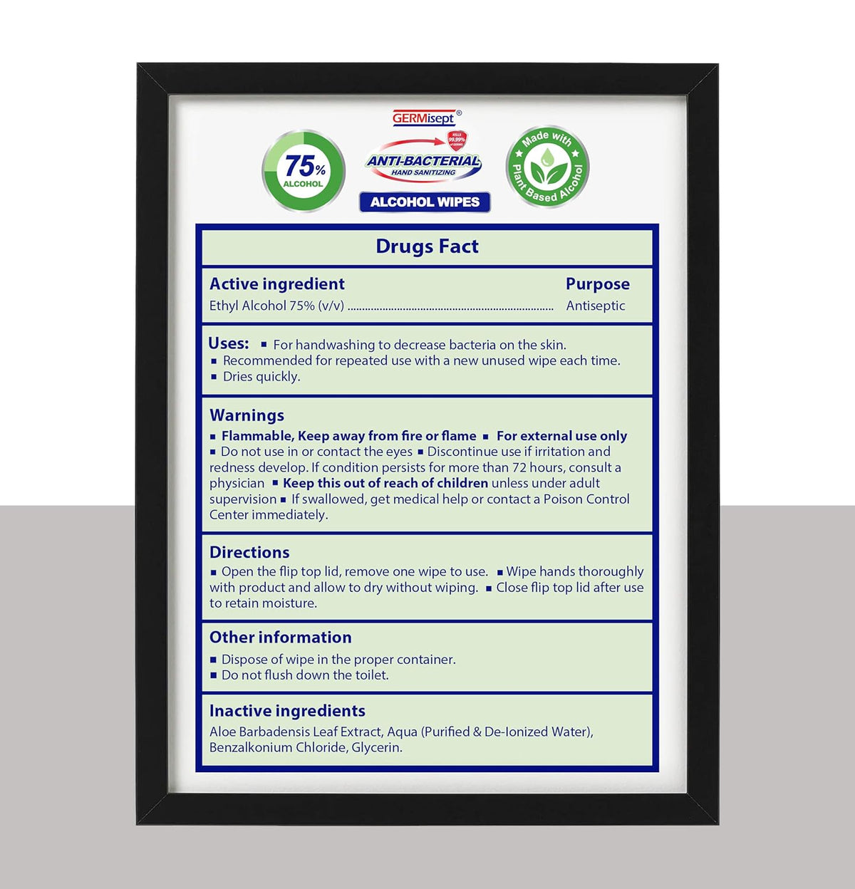 75% Alcohol Antiseptic Hand Sanitizer Wipes (1200 Wipes) B908