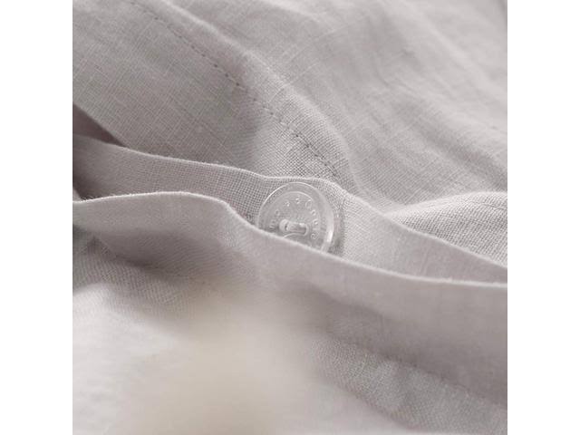 King 3pcs Pure Linen Duvet Cover Set Stone Washed Lace Border Z803419