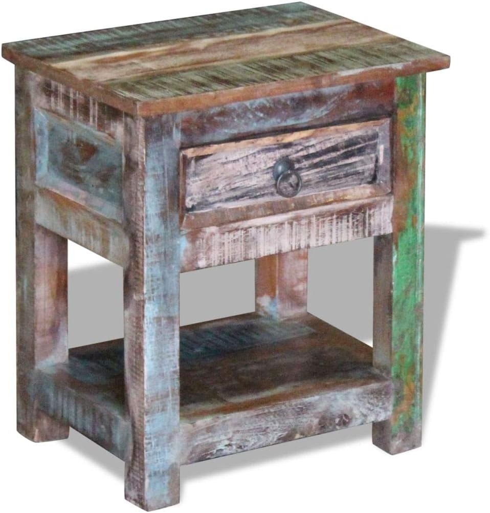Solid Reclaimed Wood Side End Table with 1 Drawer V567700