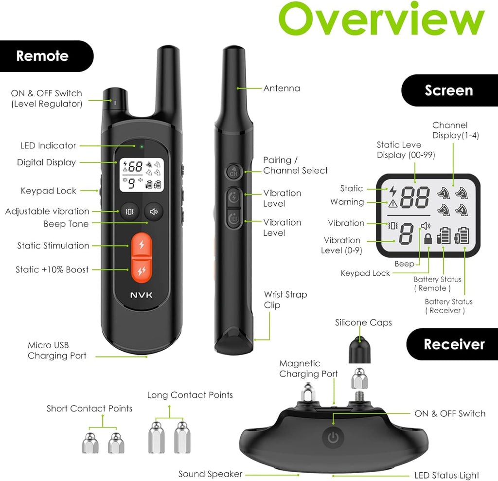 Rechargeable Dog Training Collar with Remote, 3 Modes, Waterproof, Pack of 2 T188