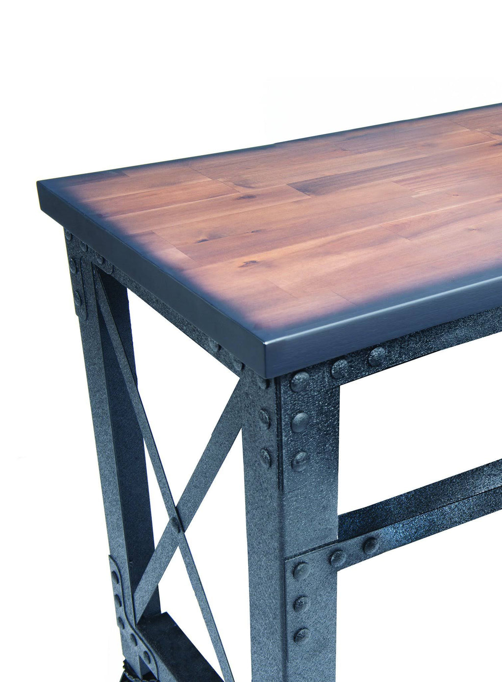 Rolling Industrial Desk with Wooden Top 52 Inches x 24 Inches M5905