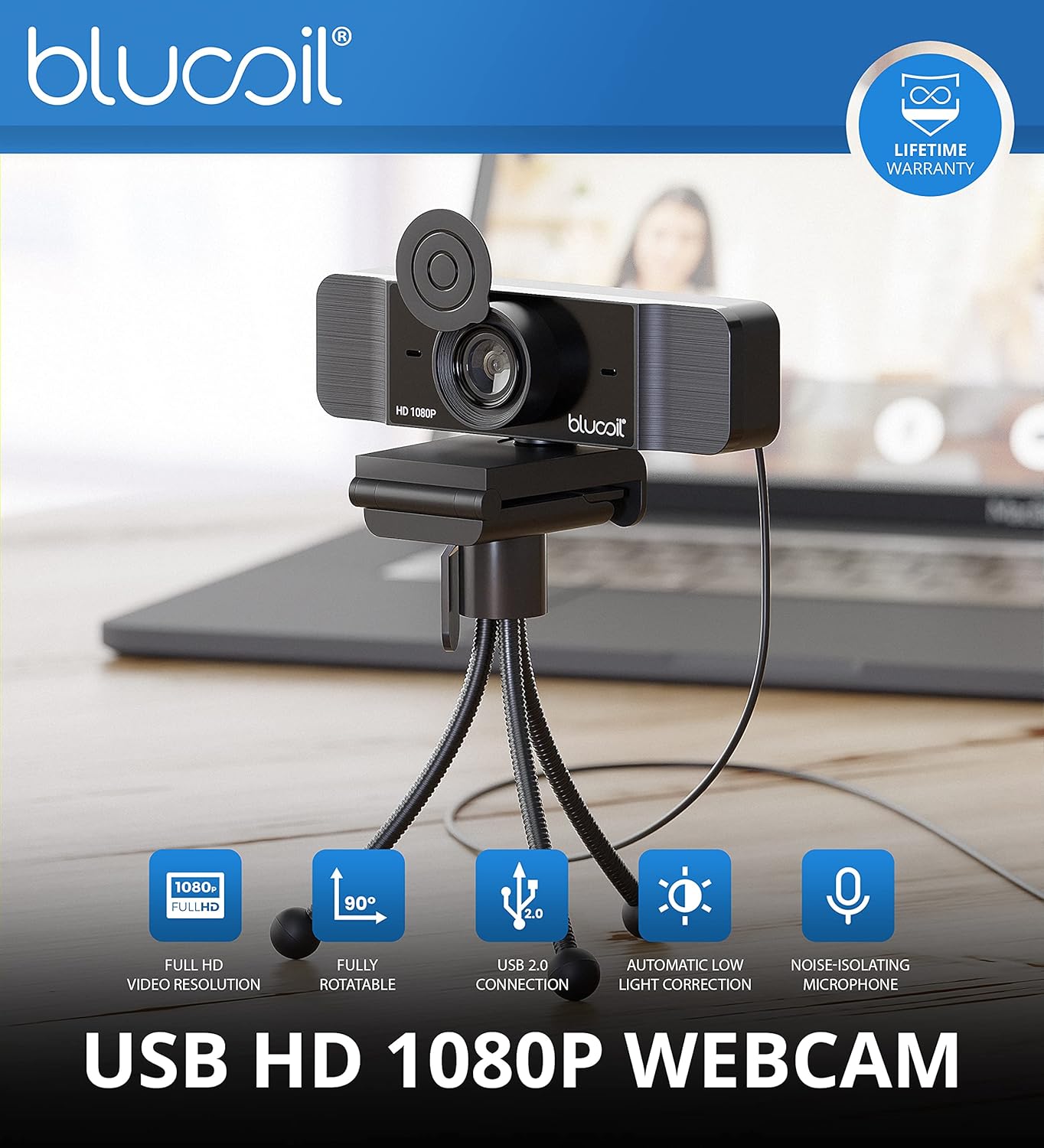 Noise Canceling Bluetooth Headset Bundle with USB Webcam and Conference Speakerphone Z831270