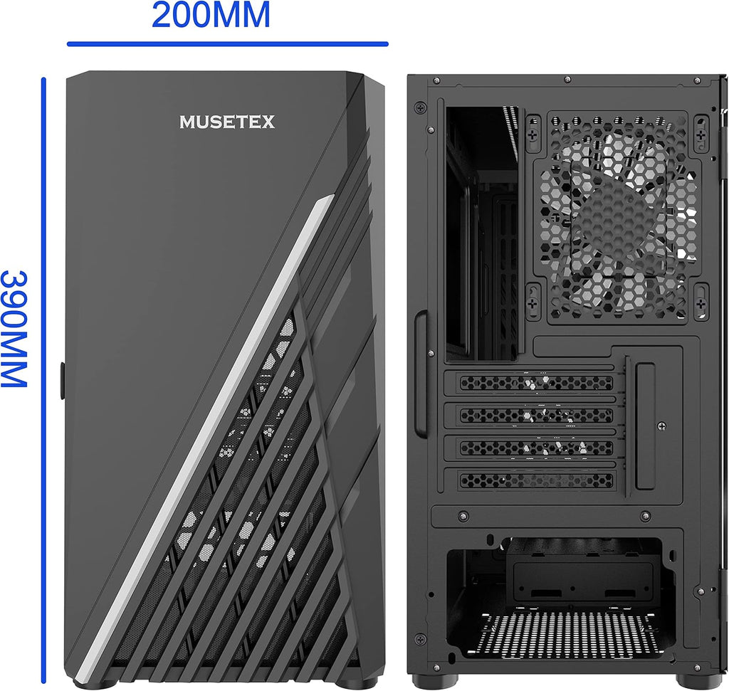 Black Micro-ATX Mid Tower PC Case with Tempered Glass, Pack of 2 X3907