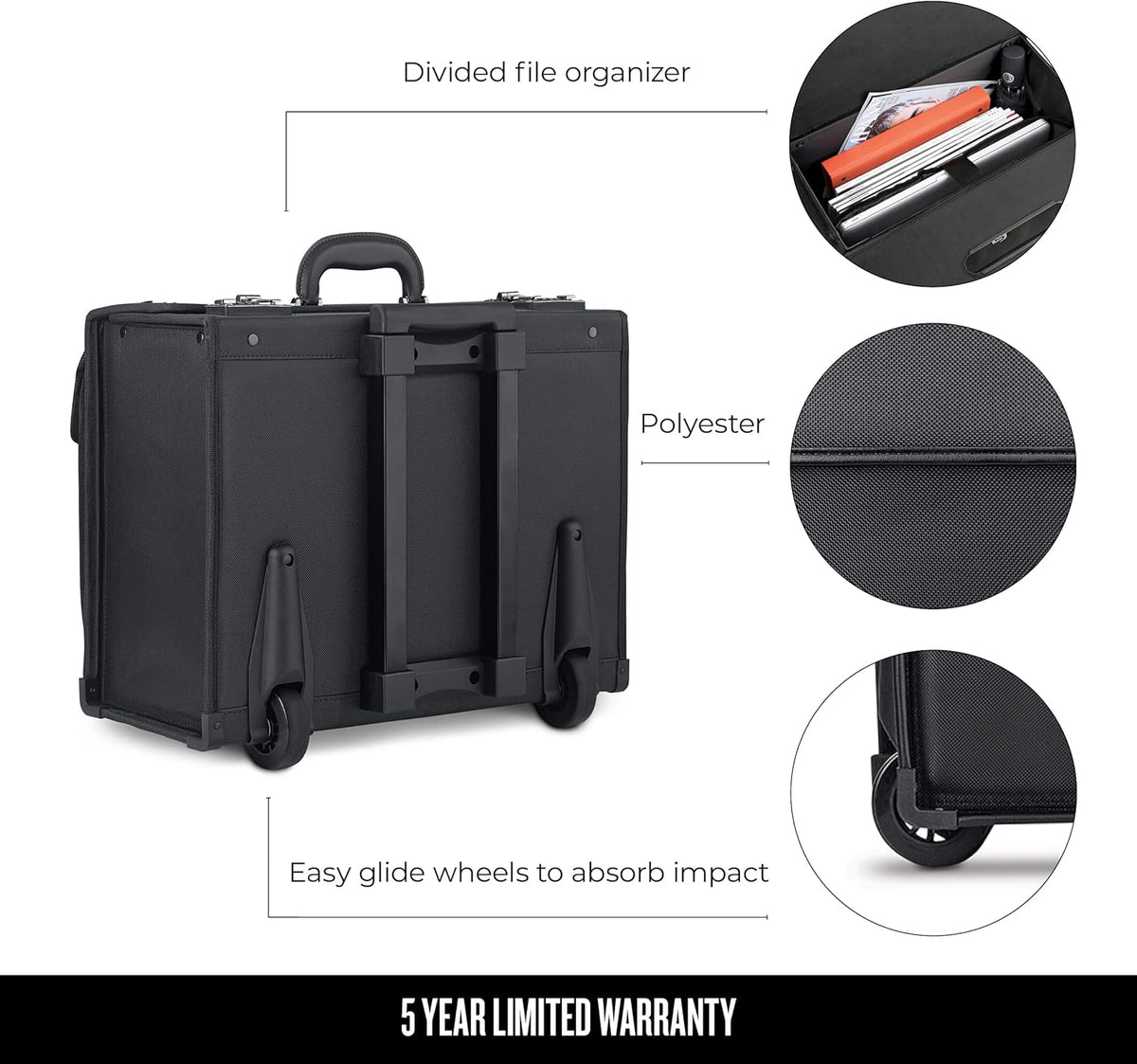 Black 16 Inch Laptop Rolling Catalog Case A5210