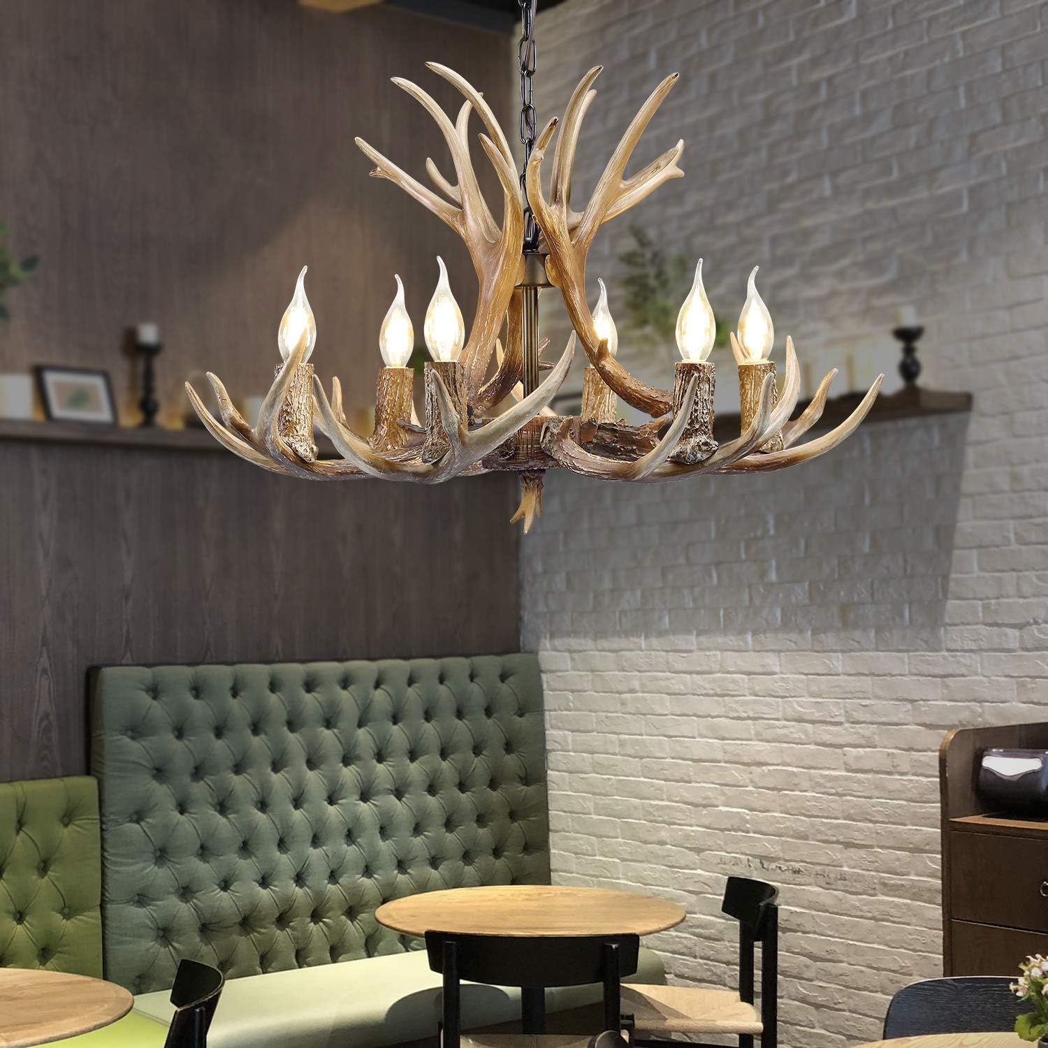 6 Light Resin Deer Antler Chandelier B59757