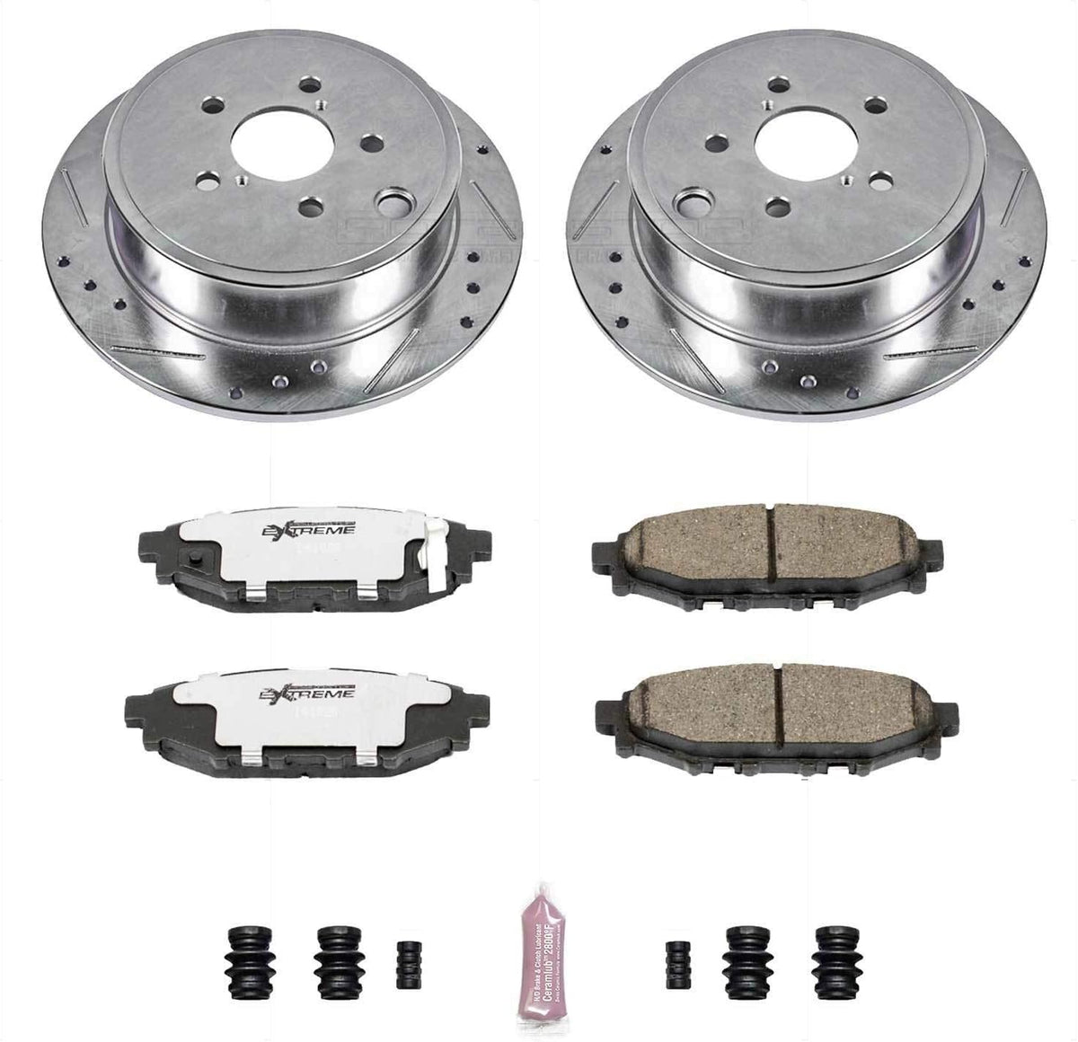Rear Z26 Carbon Fiber Brake Pads with Drilled & Slotted Brake Rotors Kit E513