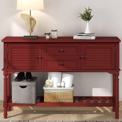Red Console Table with 2 Drawers and 2 Cabinets C457003