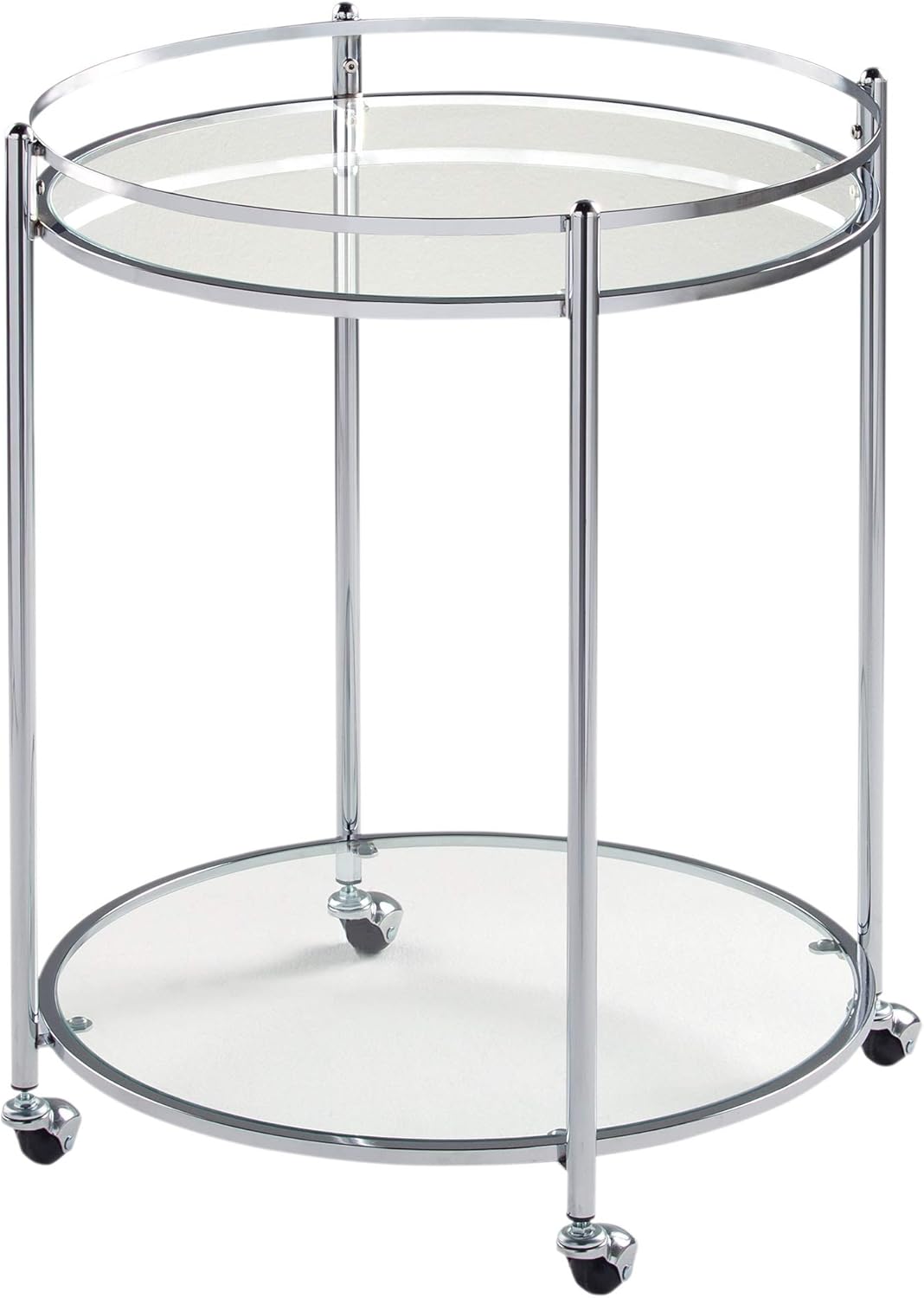 Chrome Clear Metal and Glass Bar Cart L408930