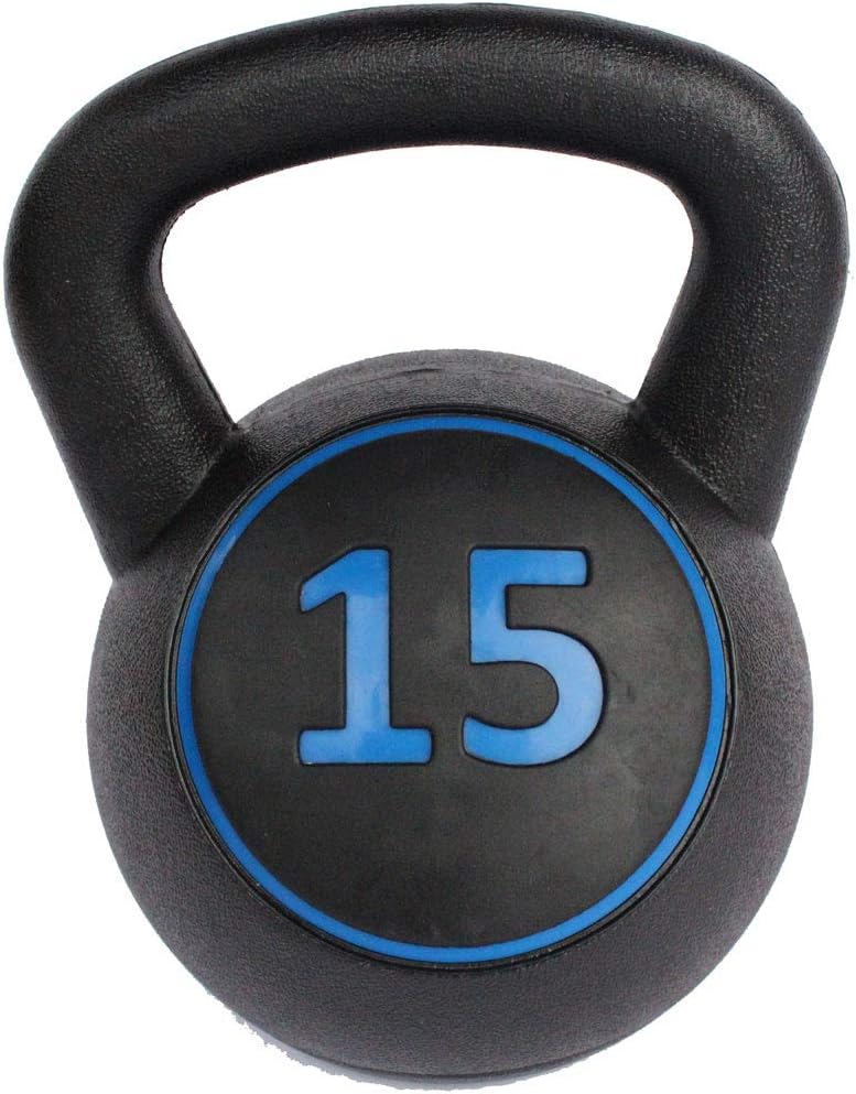 3-Piece Kettlebell Weight Set with 5lb, 10lb, 15lb Weights and Base Rack M5466