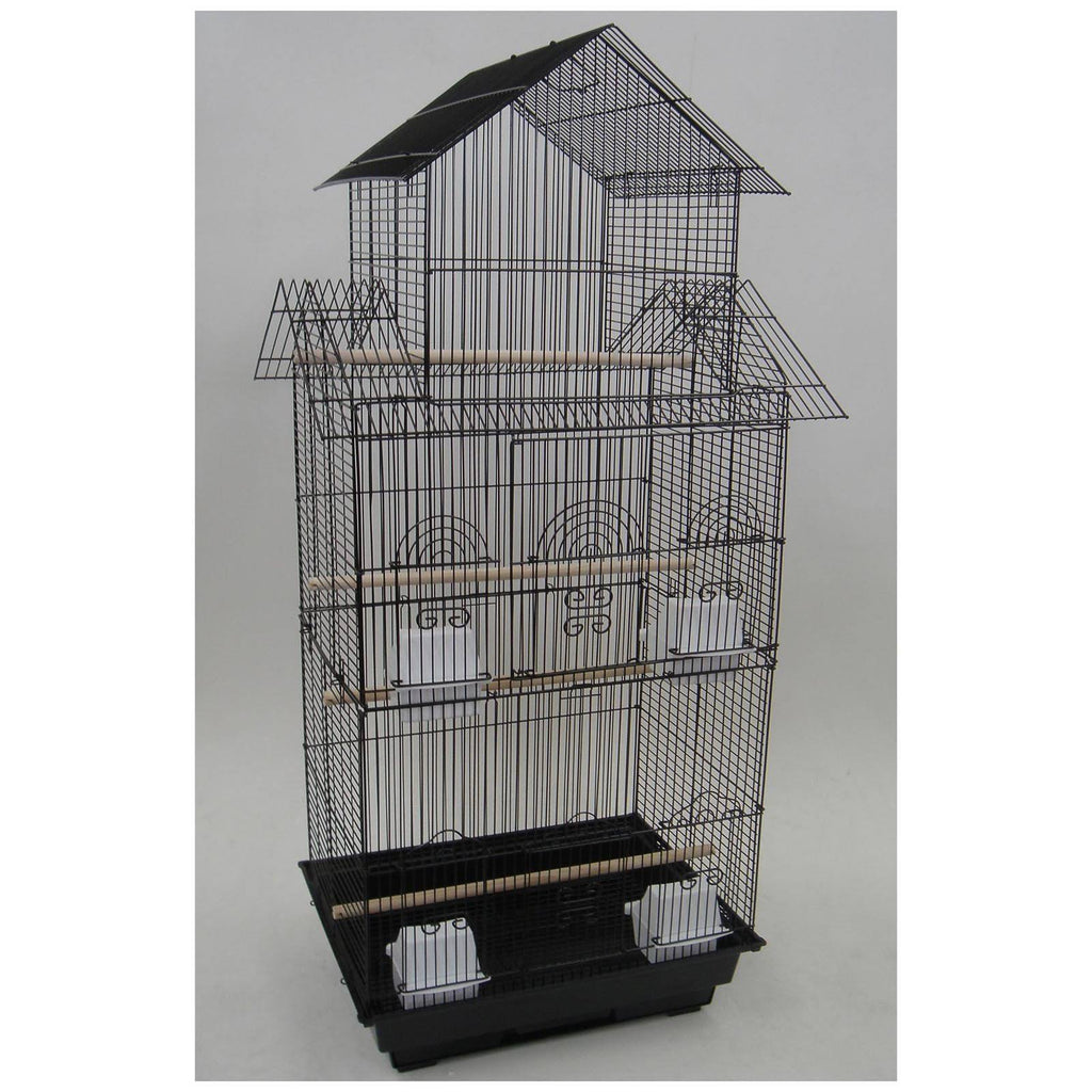 Black Tall Pagoda Top Bird Cage with Stand, 18 inch x 14 inch L283