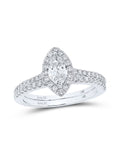 Two-tone Gold Diamond Halo Bridal Ring Set 1 Cttw S6828