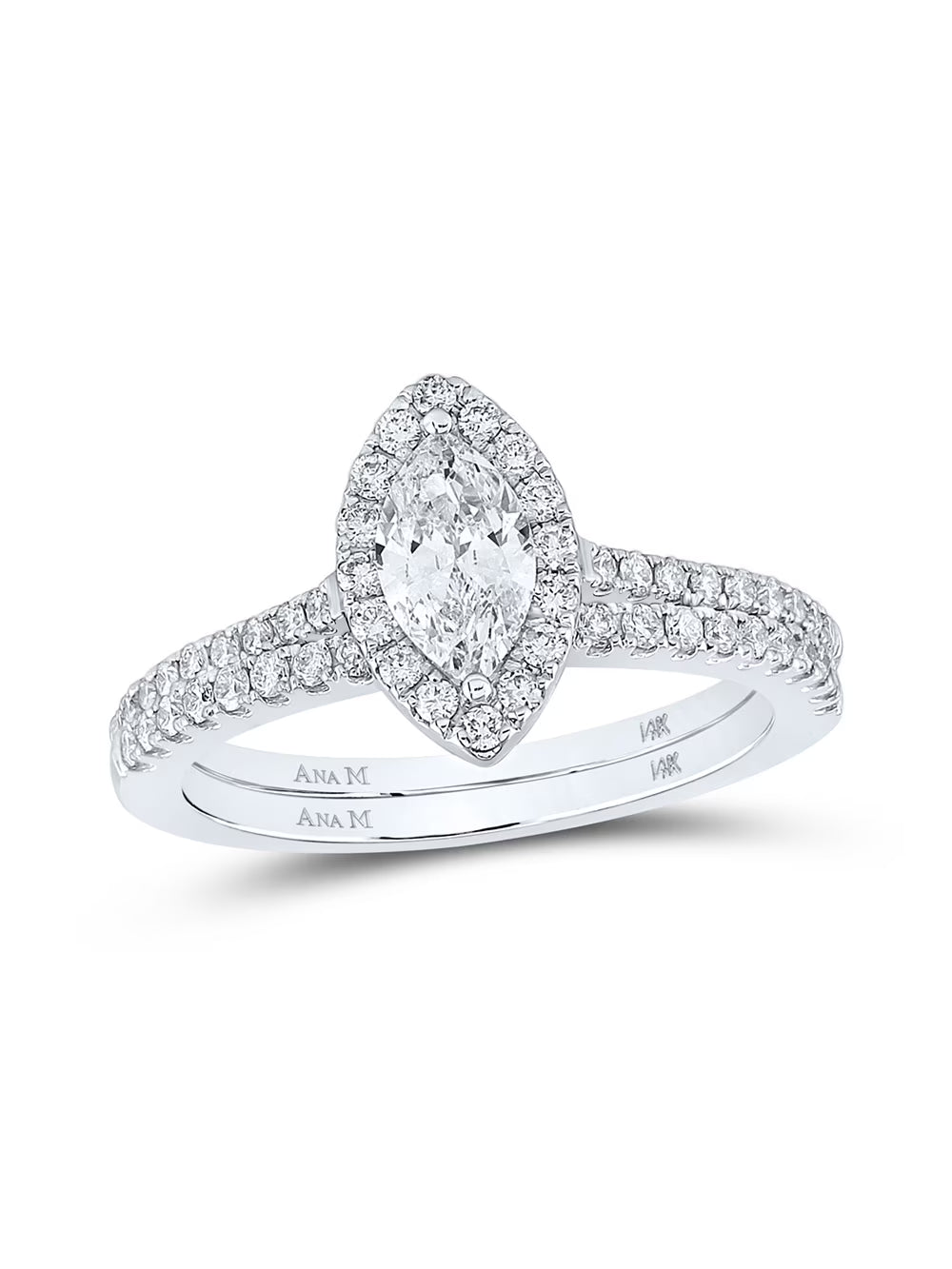 Two-tone Gold Diamond Halo Bridal Ring Set 1 Cttw S6828