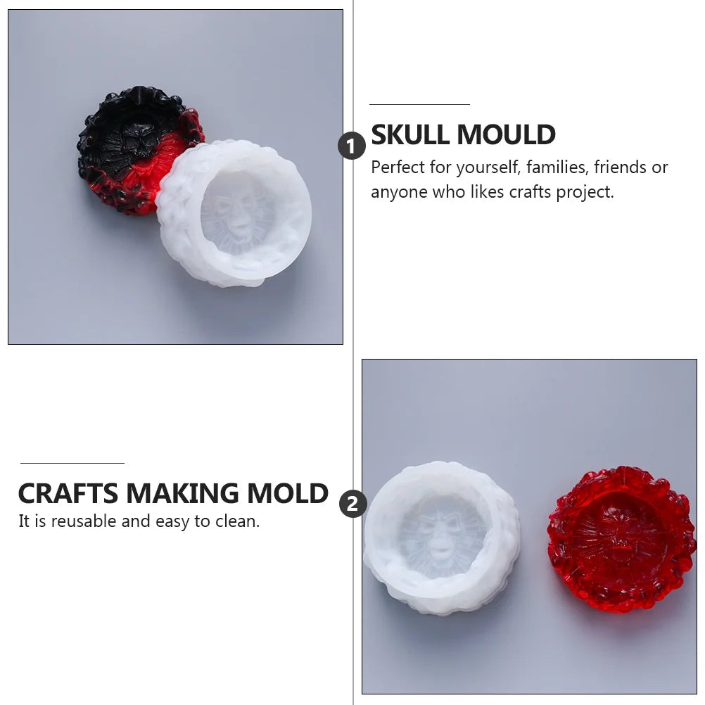 White Silica Gel Skull Ashtray Mold M156748