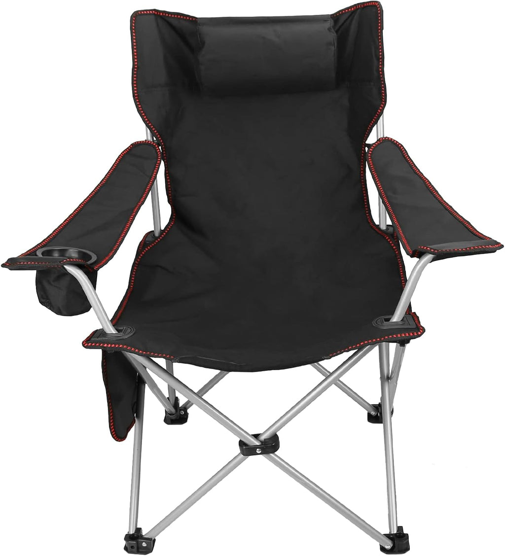 Blue Folding Recliner Camping Chair with Headrest Cup Holders Side Pocket I183825