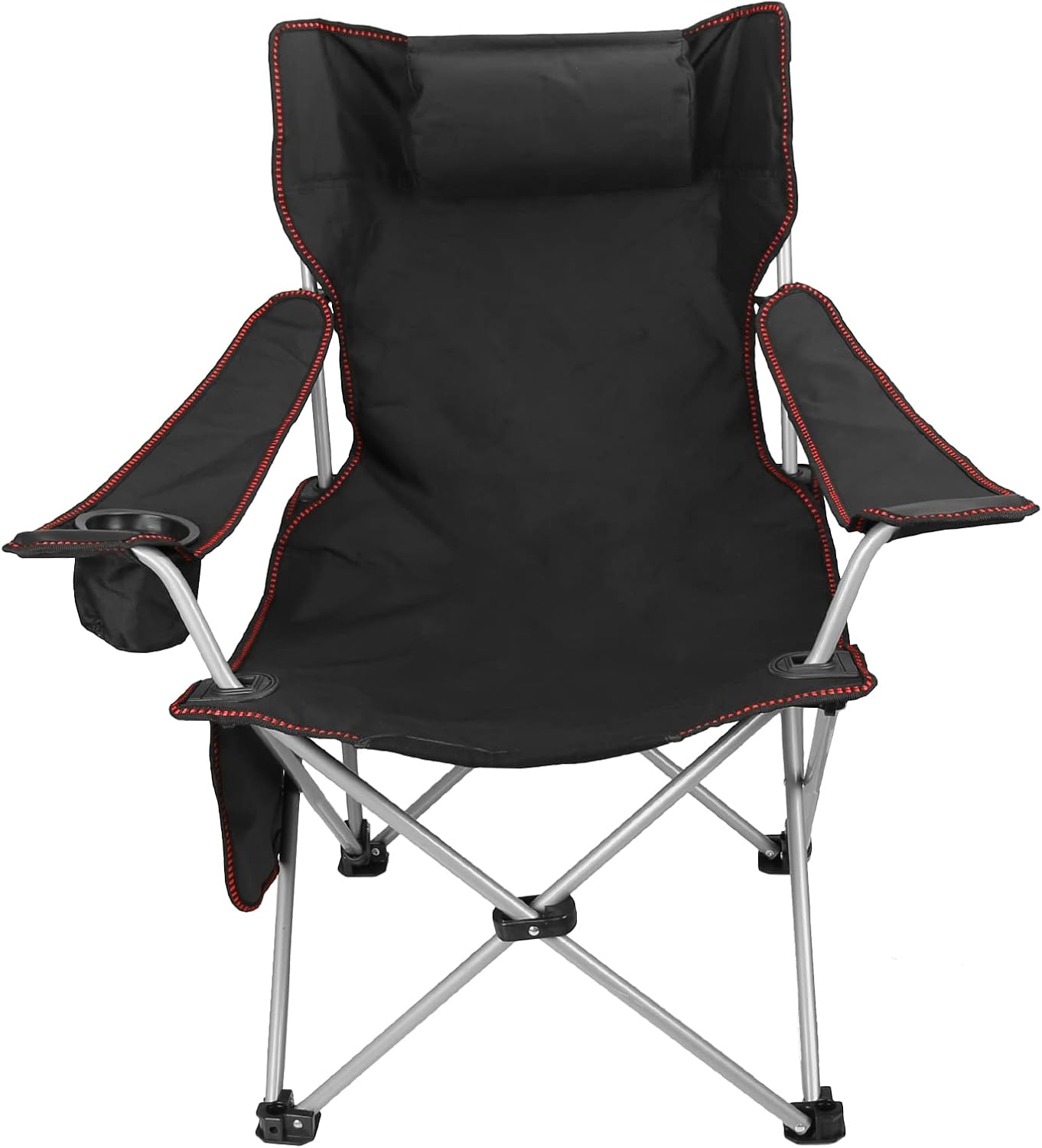 Blue Folding Recliner Camping Chair with Headrest Cup Holders Side Pocket I183825