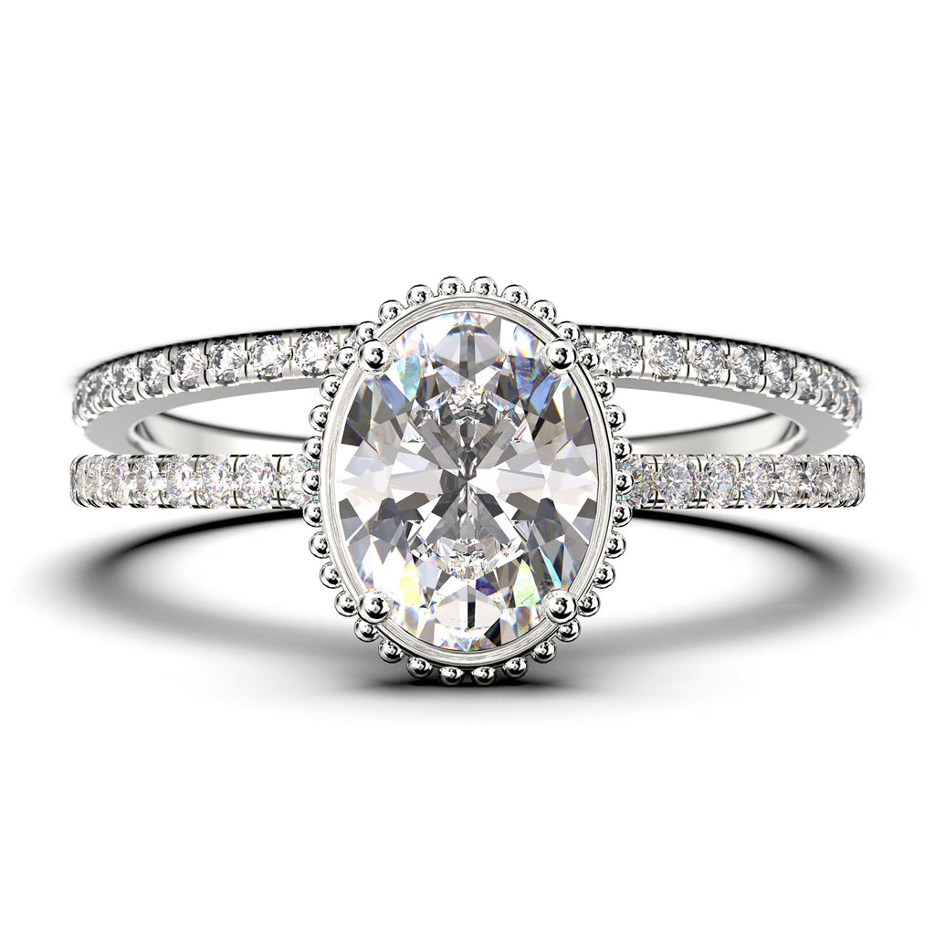 2.00 Carat Oval Cut Diamond Moissanite Engagement Ring in 925 Sterling Silver With 18k White Gold Plating A59053