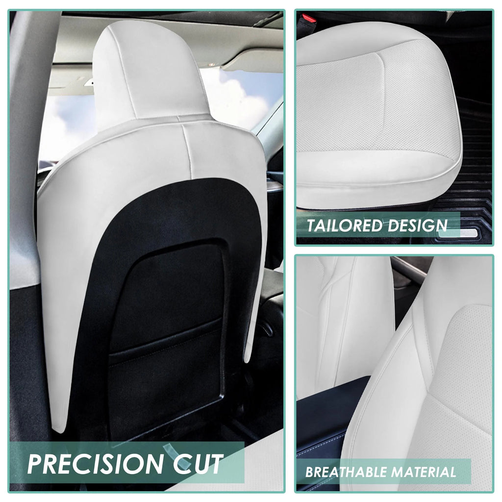 White Faux Leather Front Seat Covers I45339