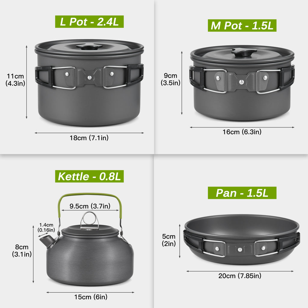 Collapsible Cookware Utensils Kit with Pan Knife Fork Bowl Q657