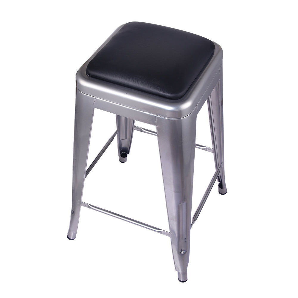 24 Inch Counter Height Backless Metal Stool with Vegan Leather Seat E6740