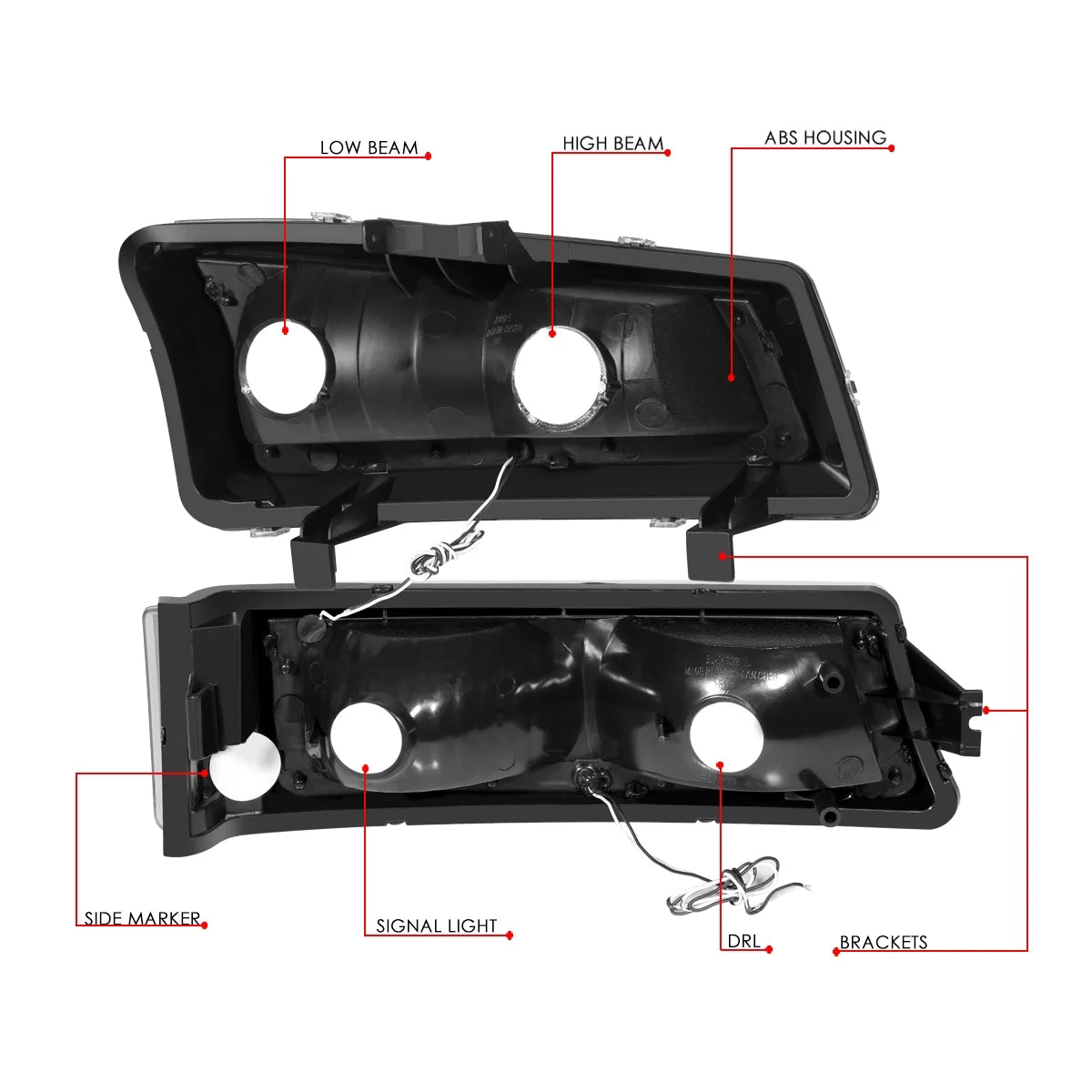 Pair 3D LED DRL Bar Headlight Dark Smoked W59093