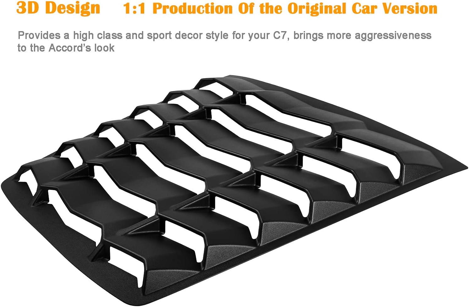 Rear Window Louver Sunshade Cover ABS Matte Black B879