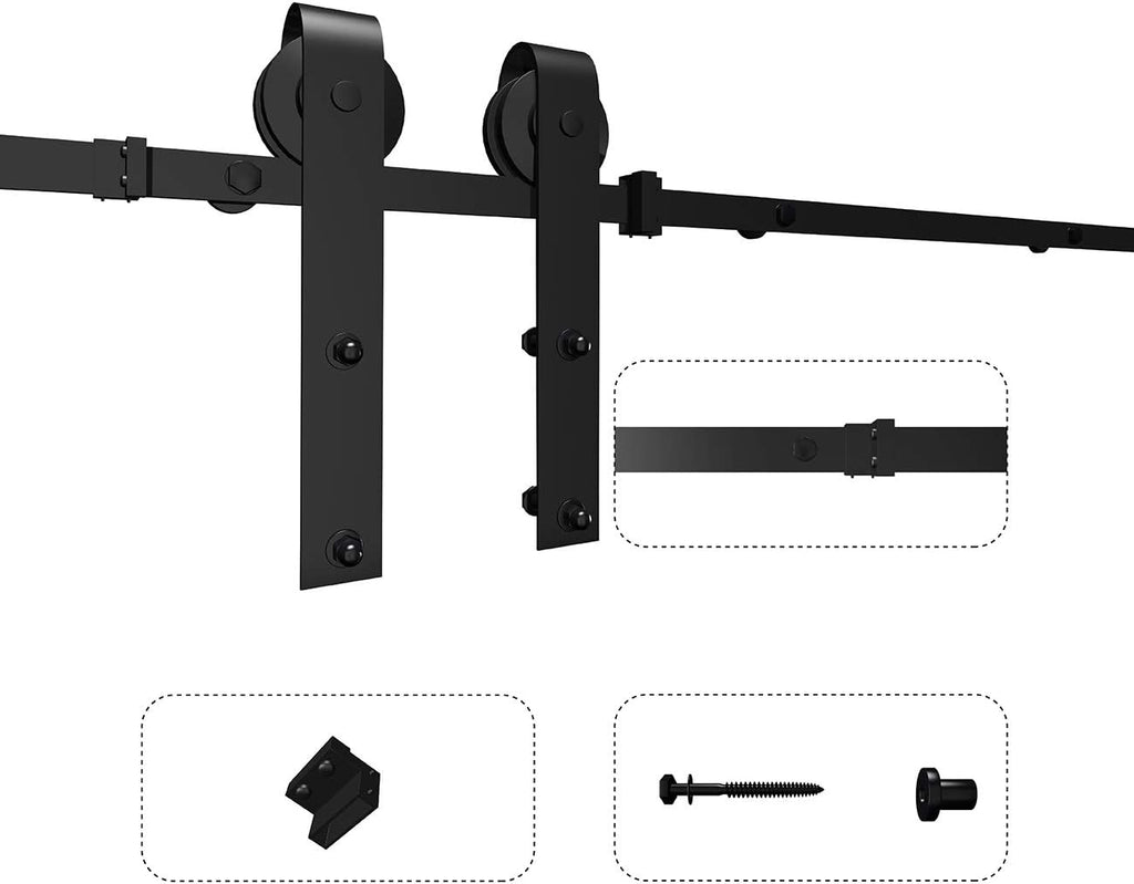 6.6ft Sliding Barn Door Hardware Kit, Carbon Steel, Fit 36"-40" Wide Door Panel, Pack of 2 A169
