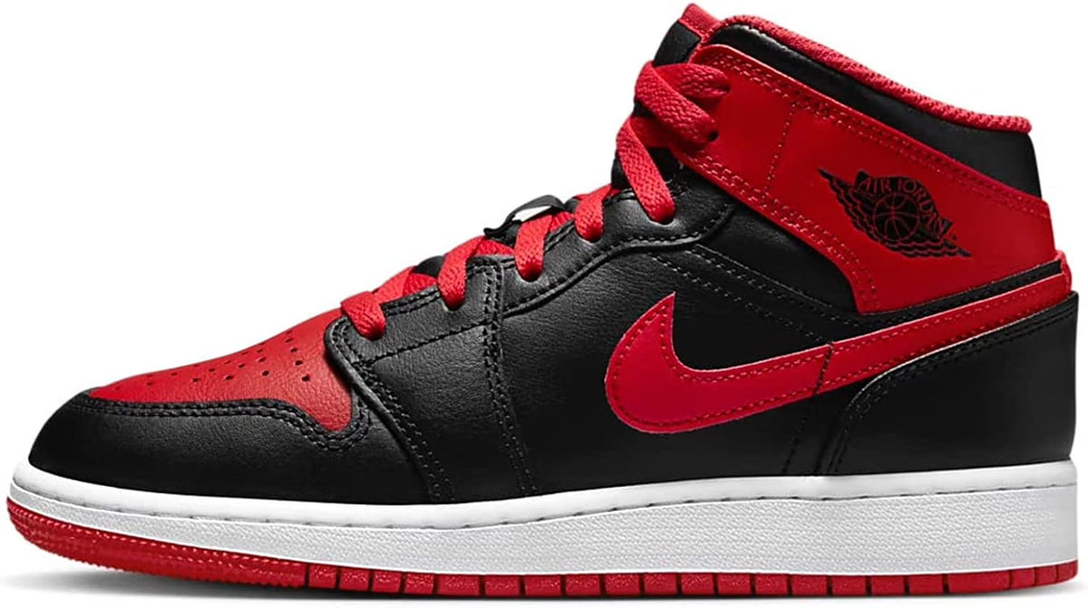 Black Fire Red White Air Jordan 1 Mid Shoes K719