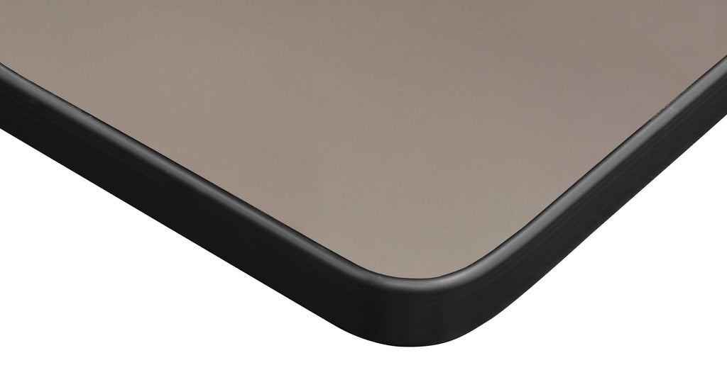 Beige Square Height Adjustable Mobile Classroom Table with 4 Navy Blue Stack Chairs B80021
