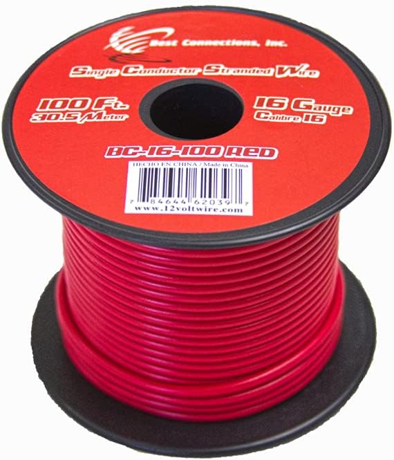 16 Gauge Red & Black Stranded Copper Clad Wire 100 Ft Each, Pack of 2 H528722
