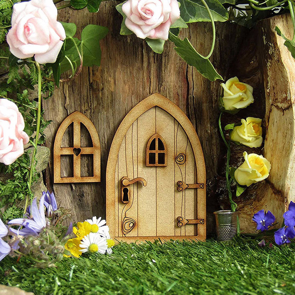 Miniature Fairy Elf Door Dollhouse Wooden Craft Kit N91652