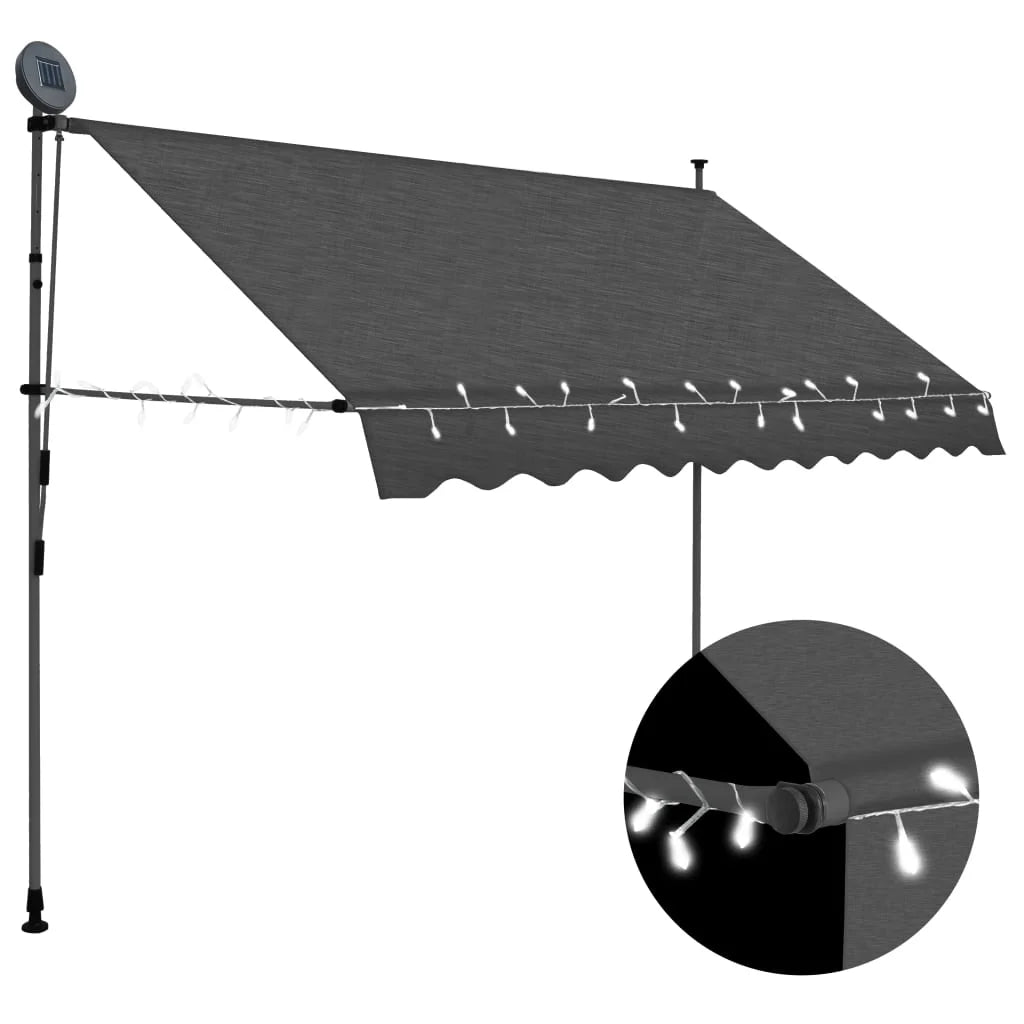 Manual Retractable Awning with LED 118.1" Anthracite S907