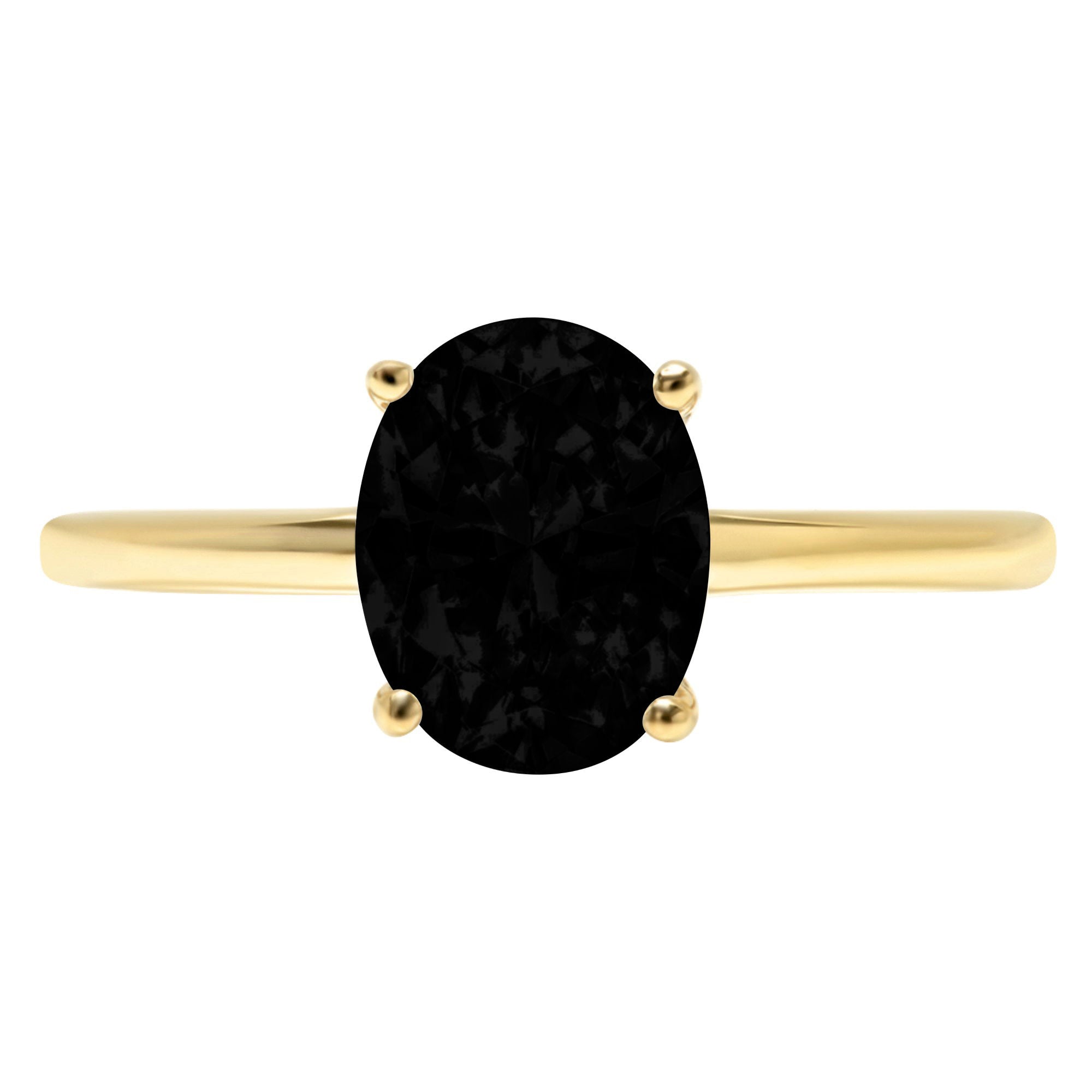 2.5ct Oval Cut Black Onyx 14k Yellow Gold Ring R642