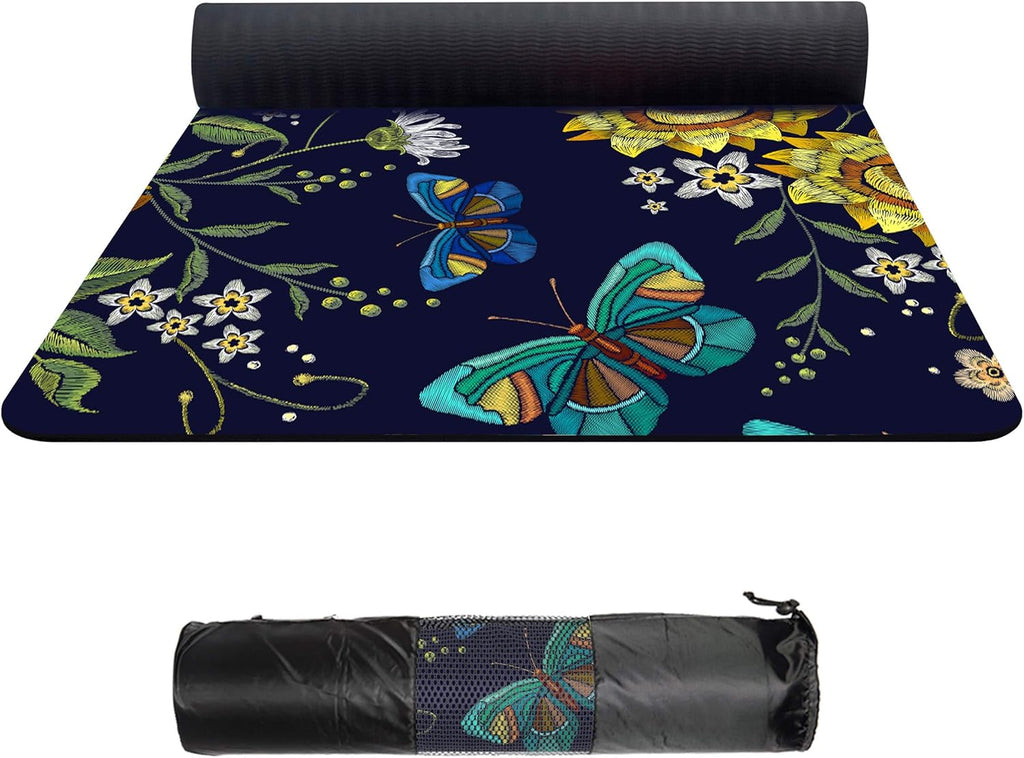 Suede TPE Yoga Mat with Carrying Bag, 72x32 Extra Thick 8MM C809443