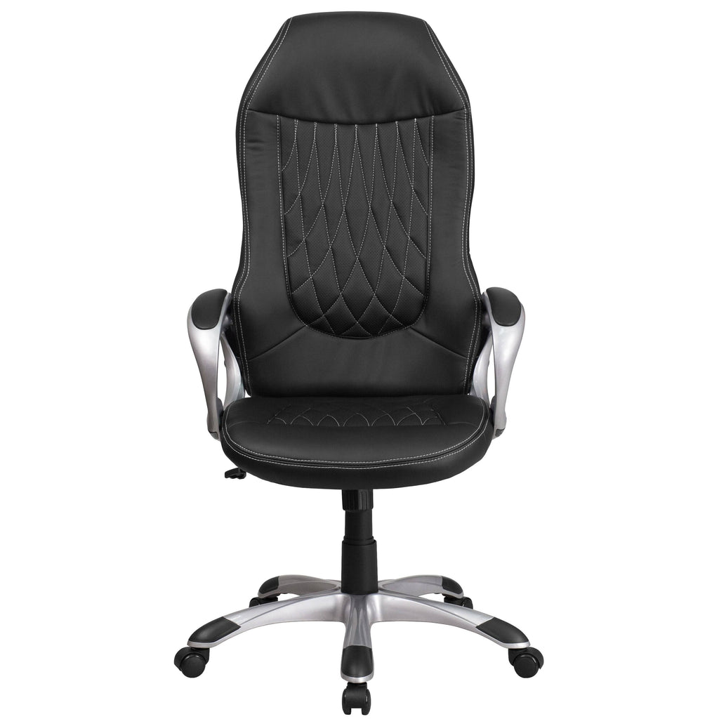 Black Vinyl Executive Swivel Chair with Arms C334