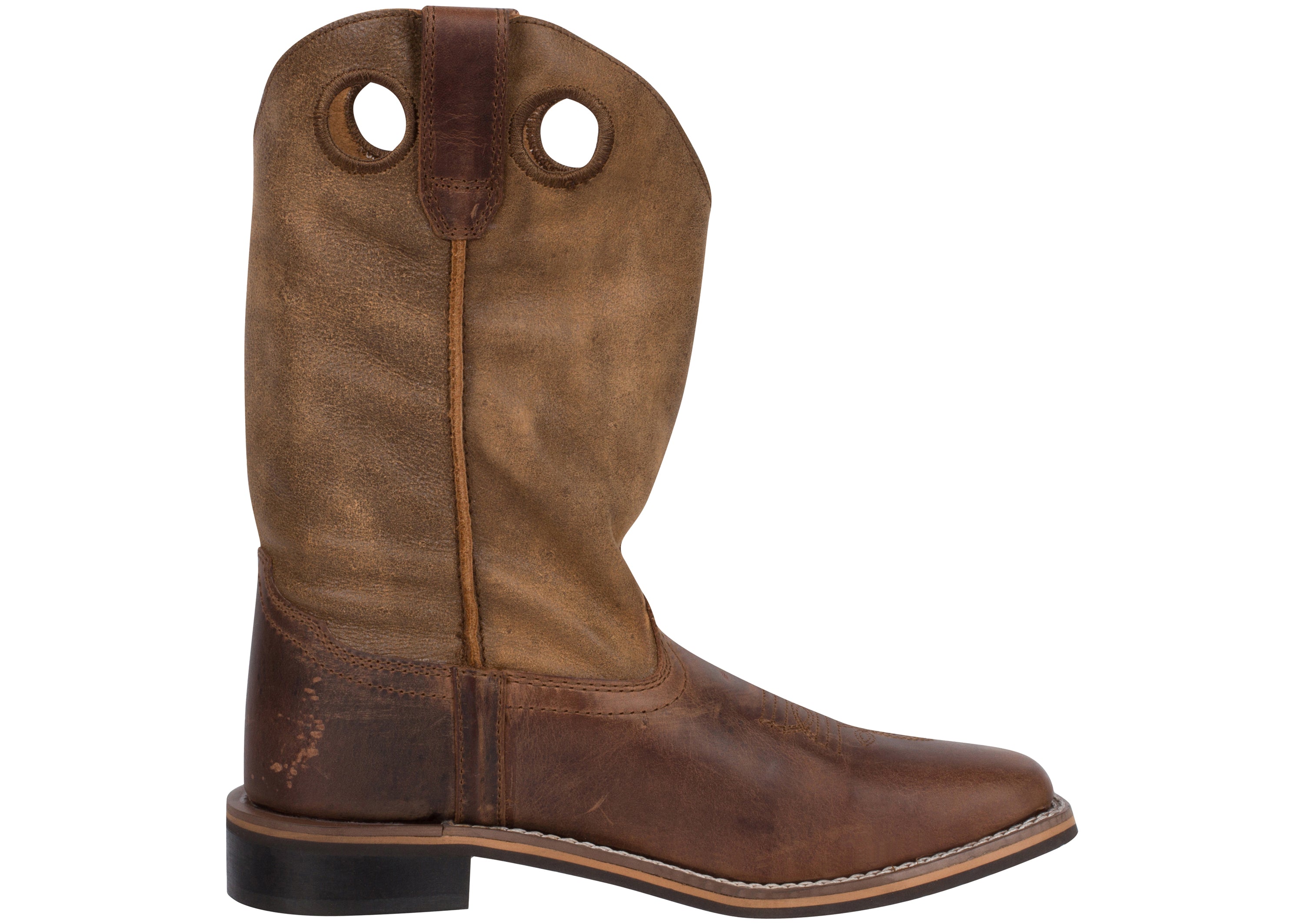 Distressed Brown Square Toe Western Boot F273