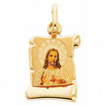 14k Yellow Gold and Enamel Sacred Heart of Jesus Religious Pendant F60716